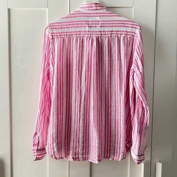 RAILS | Pink and white Charli Button down linen blend shirt | size Medium - Picture 2 of 6